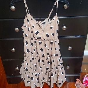 Black, White & Tan Dress with Open Back and Tie